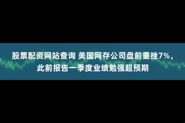 股票配资网站查询 美国网存公司盘前重挫7%，此前报告一季度业绩勉强超预期